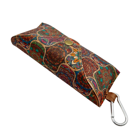 Etui pentru ochelari - din pluta - Model Mandala Multicolor cu carabina [3]