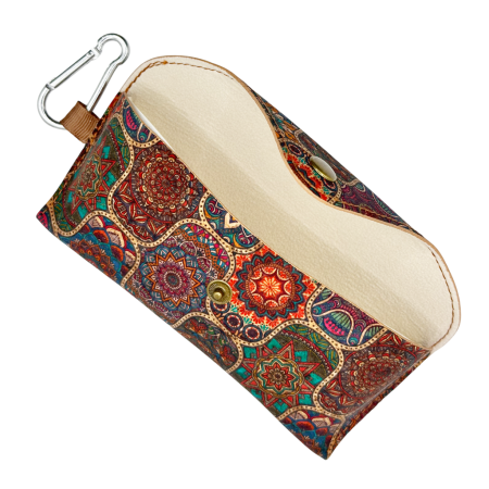 Etui pentru ochelari - din pluta - Model Mandala Multicolor cu carabina [2]