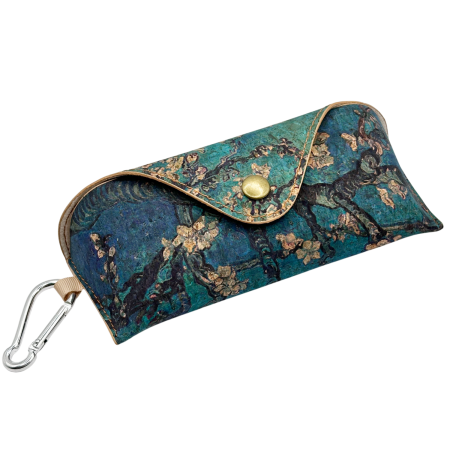 Portofele Dama - Etui pentru ochelari - din pluta - Model Floral Multicolor cu carabina