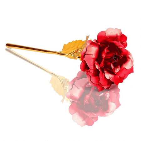 Trandafir rosu placat cu aur Rosalie, Cutie mov [1]
