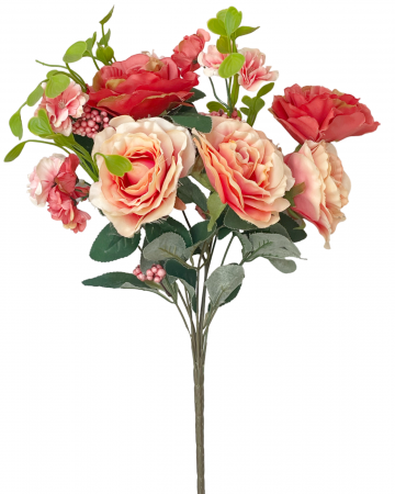 Flori Artificiale - Trandafiri artificiali REKA, Rosu coral, 45cm