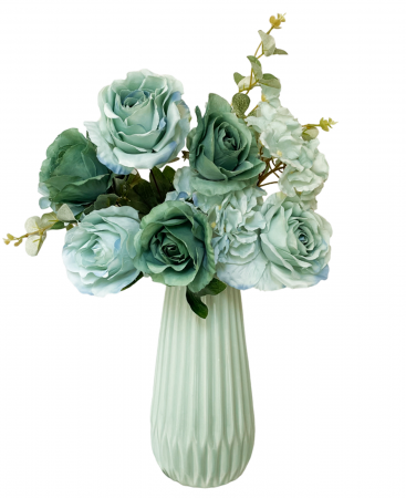 Trandafiri artificiali CAROLINE, Bleu turcoaz, 45cm [2]
