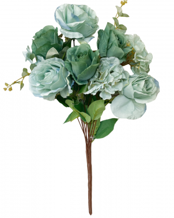 De Vara - Trandafiri artificiali CAROLINE, Bleu turcoaz, 45cm