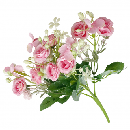 Flori Artificiale - Trandafiri roz artificiali LESLIE, 30cm