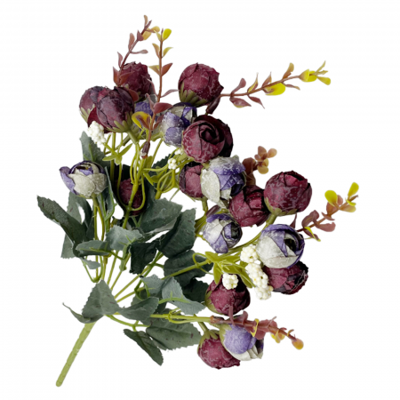 Flori Artificiale - Bujori mov-burgundy artificiali MARIE, 30cm