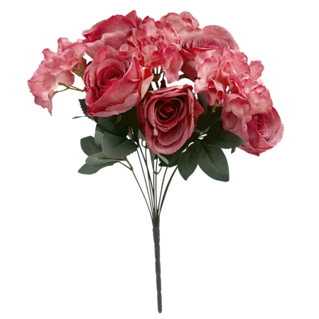 Flori Artificiale - Trandafiri artificiali PAULINE, Roz inchis, 45cm