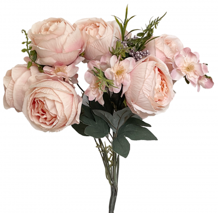 Flori Artificiale - Trandafiri artificiali PAULINE, Roz banan, 45cm