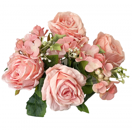 Trandafiri roz-somon artificiali MIREILLE, 40cm [2]