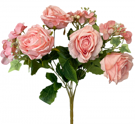 Trandafiri roz-somon artificiali MIREILLE, 40cm [4]