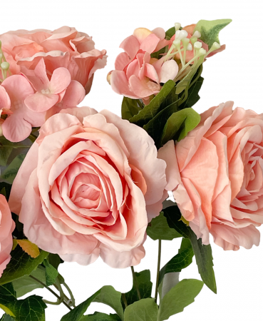 Trandafiri roz-somon artificiali MIREILLE, 40cm [1]