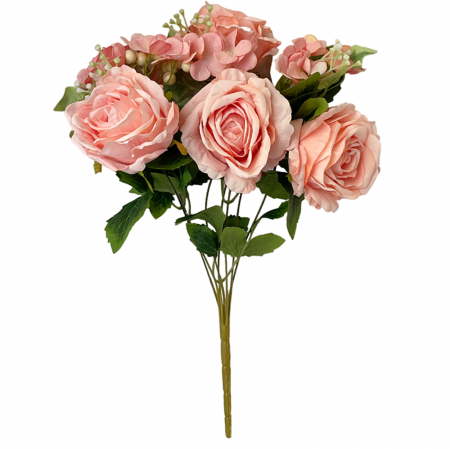 Flori Artificiale - Trandafiri roz-somon artificiali MIREILLE, 40cm