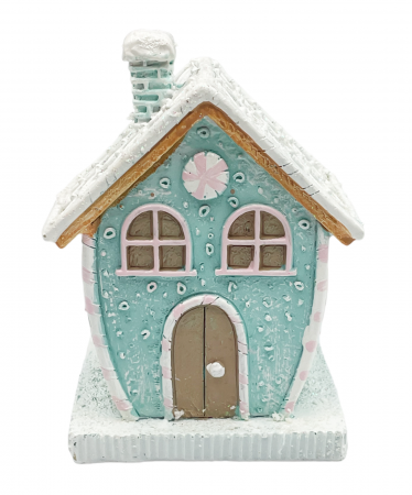 SWEET WONDERLAND - Casuta turta dulce cu lumina LED CANDYLAND, Verde menta, 13cm