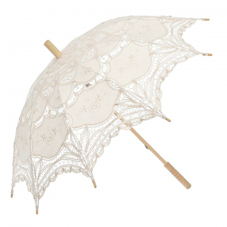 FASHION - Umbrela dantela Princess crem, Maner bambus