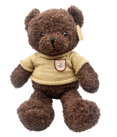 Jucarii De Plus & Pusculite - Ursulet de plus maro TEDDY cu pulover tricotat bej