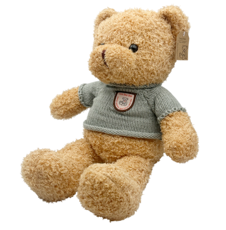 Ursulet de plus bej TEDDY cu pulover tricotat gri [1]
