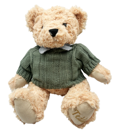Jucarii De Plus & Pusculite - Ursulet de plus TEDDY cu pulover tricotat verde
