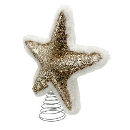 Varf de brad Stea decorativa GLAM, Sampanie, 20cm [1]