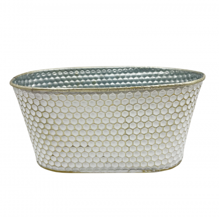 Vas decorativ metal MONA, Alb/auriu [2]