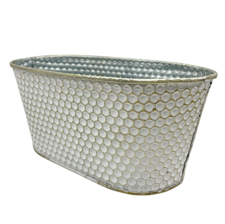 De Gradina - Vas decorativ metal MONA, Alb/auriu