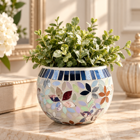 Vas - bol decorativ sticla cu mozaic BLOOM - multicolor, 12.5 cm [1]