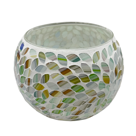 Vas decorativ sticla cu mozaic SAGE - Verde, 12.5 cm [2]