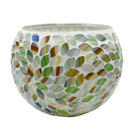 Vaze - Vas decorativ sticla cu mozaic SAGE - Verde, 12.5 cm