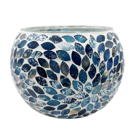 Vaze - Vas - bol decorativ sticla cu mozaic AZURE - albastru, 12.5 cm