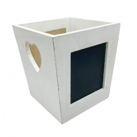 Vaze & Vase Decorative - Cos alb decorativ cu tablita de scris, Nate, 12x13cm