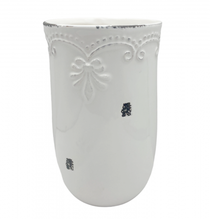 Vaze & Vase Decorative - Vaza ceramica FLEUR DE LYS, Alb, 16cm