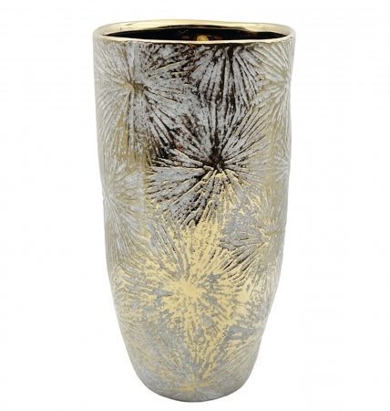 Vaze & Vase Decorative - Vaza ceramica CAROLINE, 28cm, Auriu/ Alb