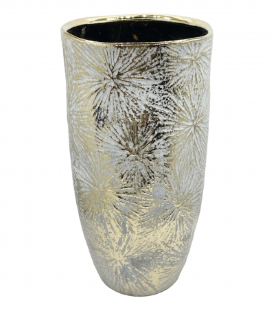 Vaza ceramica CAROLINE, 28cm, Auriu/ Alb [2]