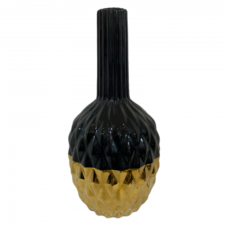 Vaze & Vase Decorative - Vaza ceramica DIAMONDS, Negru/Auriu, 32cm