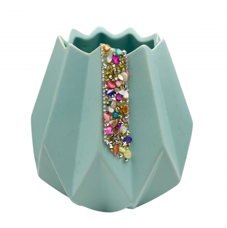 Vaze & Vase Decorative - Vaza ceramica EDITH, Turcoaz, 14cm