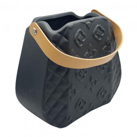 Vaza ceramica FIRENZE BORSA, Negru, 19x17cm [4]
