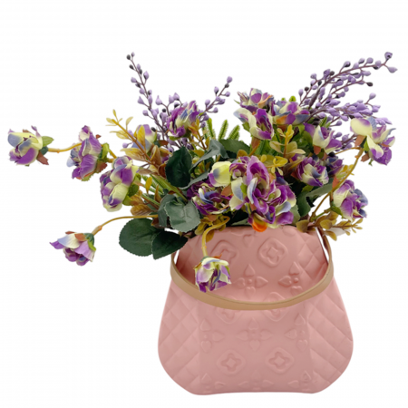 Vaza ceramica FIRENZE BORSA, Roz, 19x17cm [1]