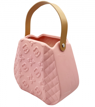 Vaza ceramica FIRENZE BORSA, Roz, 19x17cm [2]