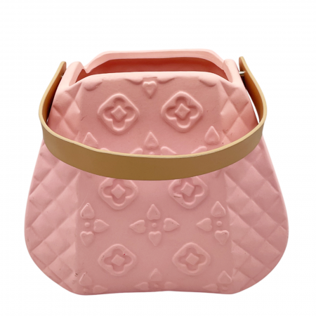 Vaza ceramica FIRENZE BORSA, Roz, 19x17cm [3]