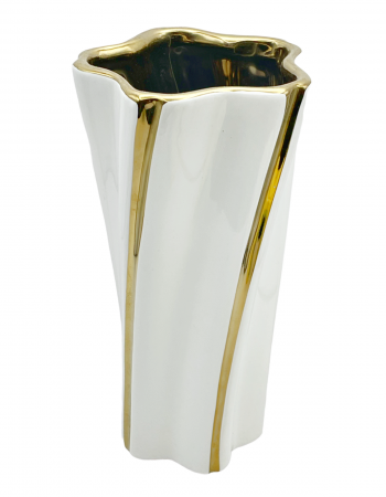 Vaza ceramica NOVELL, Alb-auriu, 24cm [2]