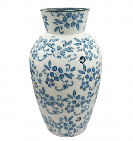 De Vara - Vaza ceramica SANTORINI, Alb Albastru, 31cm