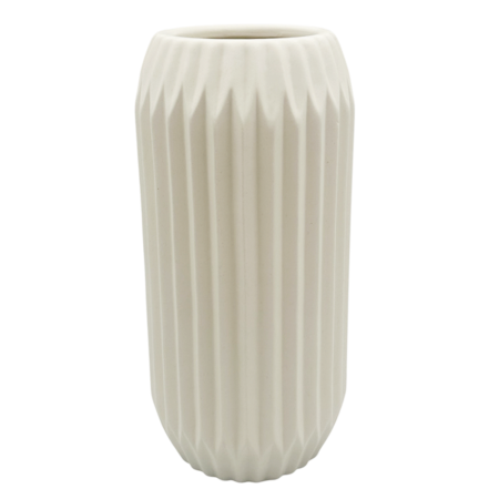 DECORATIUNI CRACIUN - Vază albă ceramică mată – decor minimalist și elegant