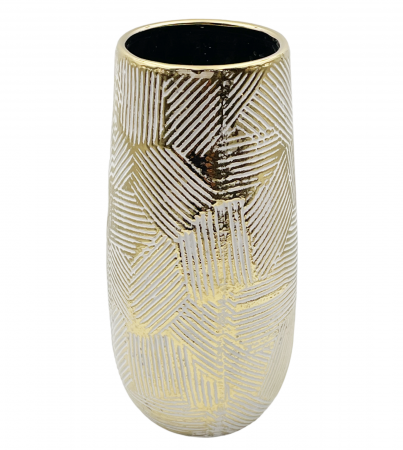 Vaza ceramica SOPHIE, 28cm, Alb/Auriu [1]