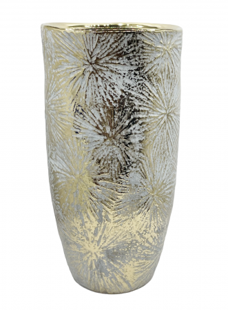 Vaza ceramica CAROLINE, 28cm, Auriu/ Alb [1]