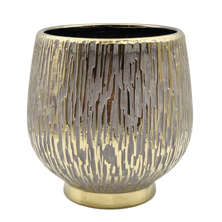 Obiecte Decorative - Vaza ceramica STUART, Gri-auriu, 14cm