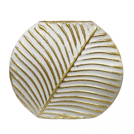 Vaza ceramica LEAF, Alb-auriu, 17cm [1]
