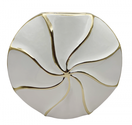 Vaza ceramica SELENA, Alb/ Auriu, 24cm [1]