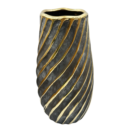 Vaze & Vase Decorative - Vază Decorativă ROYAL – Gri cu Accente Aurii
