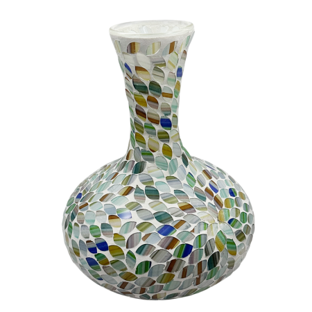 Vaza decorativa sticla cu mozaic SAGE - Verde, 25 cm [2]
