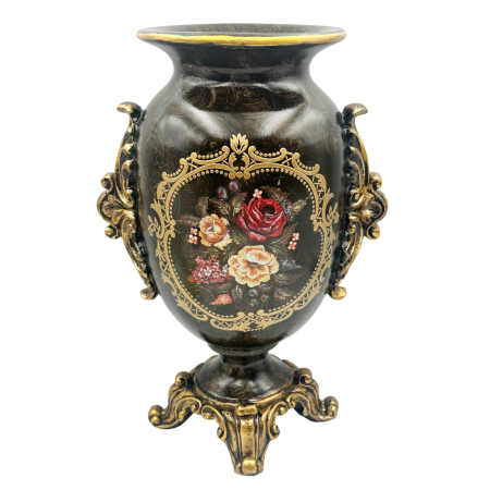 Fructiere & Cosuri Decorative - Vaza Decorativa Vintage COLETTE - Model Floral, Maro/ Auriu, 34 cm