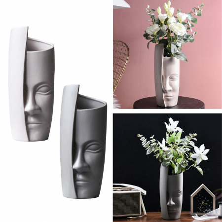 Vaza ceramica NORDIC, Bej, 23cm [2]