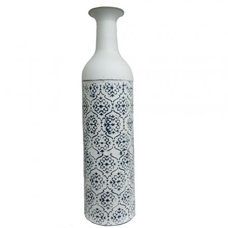 Vaze & Vase Decorative - Vaza metal MAROCCO, Alb/ Albastru, 60cm